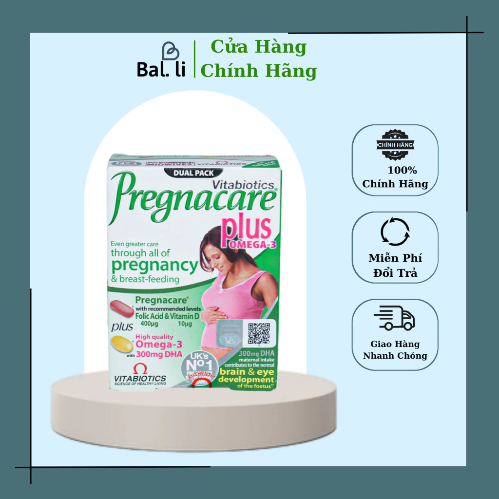 Viên Uống Cho Mẹ Bầu Vitabiotics PREGNACARE PLUS OMEGA-3 Tăng Cường Sức Khỏe Nâng Cao Đề Kháng