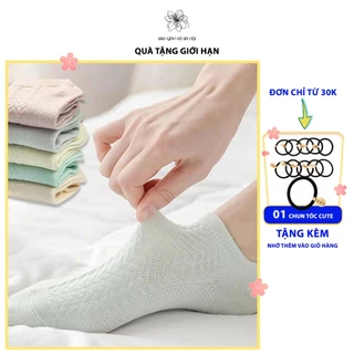 ❤️FREESHIP❤️ Tất - Vớ Nam Nữ Cotton Trơn Ulzzang Cổ Ngắn gân tăm Phong Cách Vintage Hàn Quốc