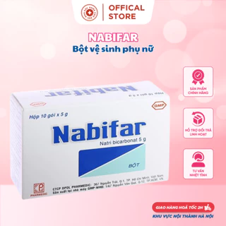 Nabifa. Bột vệ sinh phụ nữ tăng kiềm an toàn khử mùi hôi hiệu quả hộp 10 gói x 5g suckhoechomoinha