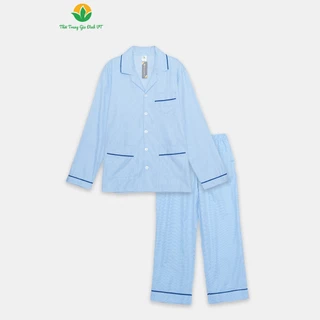 Đồ bộ pijama nam trung niên, bộ ngủ ông già chất Cotton quần dài, áo dài tay thời trang gia đình VT B50.2401