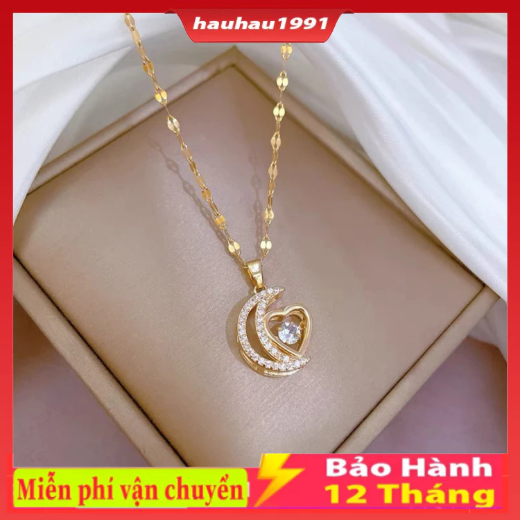 Vòng Cổ Trăng Tim Màu Vàng Dành Cho Nữ
