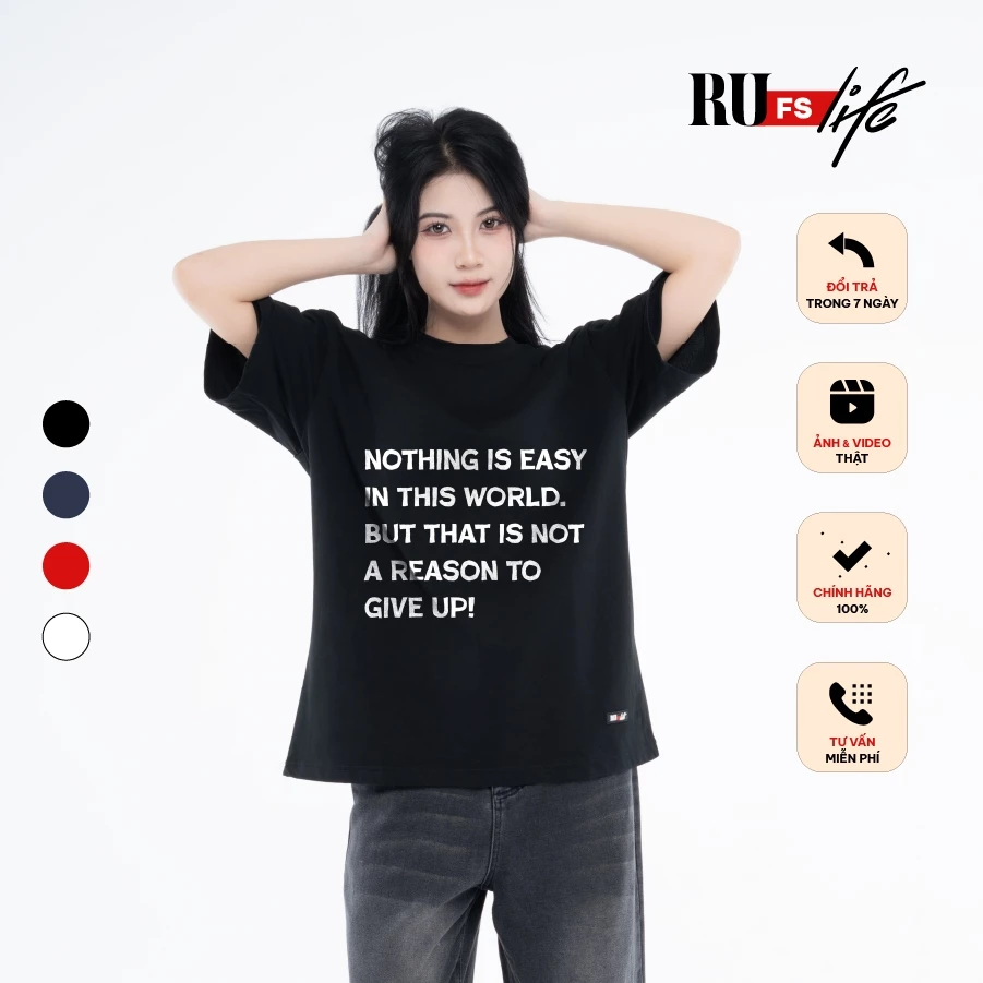 Áo Phông Nam Nữ Oversize NOTHING IS EASY T-SHIRT Chất Liệu Cotton Nhập Khẩu Cao Cấp Mềm Mịn Thoáng Khí