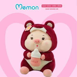 Gấu Bông Heo Lotso Ôm Bình Sữa Lông Mềm Mịn Cao Cấp Memon