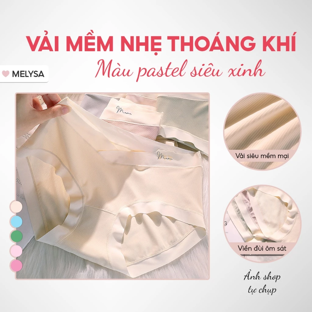 Combo Quần chíp mẹ bầu không lộ viền cạp chéo chất thun tăm co dãn thoảng mát kháng khuẩn Melysa QL6