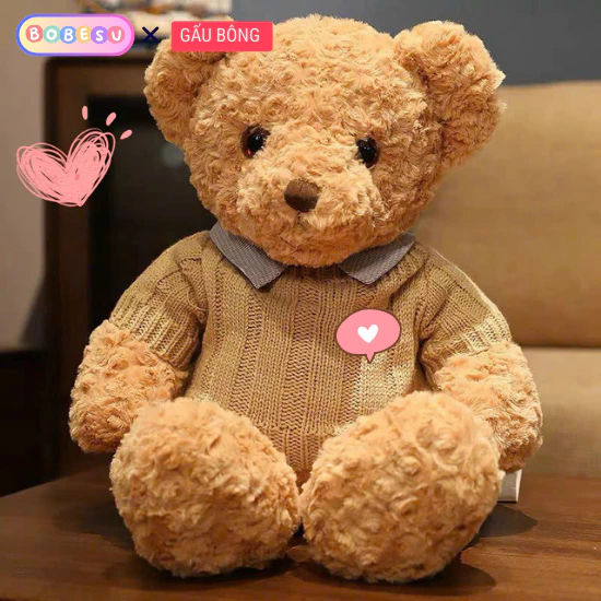 Gấu Bông Teddy Lông Xù Đáng Yêu Gấu Bông Teddy Mặc Áo Len  Mini Chất Liệu Vải Lông Cao Cấp