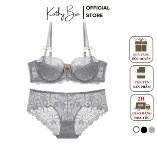 A90 [TĂNG SIZE] Set Bộ Đồ Lót Ren KATHY BRA Bralette Có Gọng Mút Mỏng Nhẹ Cao Cấp Nâng Ngực Sexy Gợi Cảm