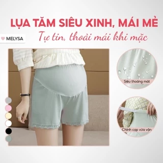 Quần đùi bầu mặt trong váy Melysa chất lụa tăm viền ren mềm mát có chun điều chỉnh QD2