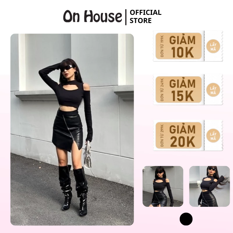Áo croptop tay dài cut out cắt xẻ hiên đại vừa che bắp tay vừa sexy [Ảnh Thật ONhouse]