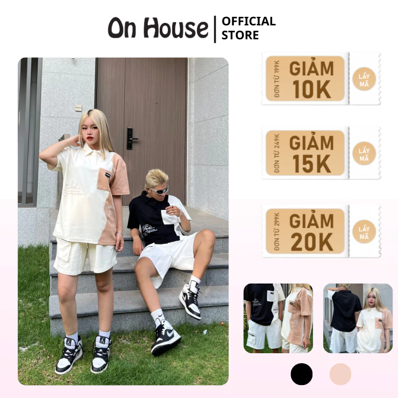 Áo POLO unisex phối màu độc quyền ON House- Thời trang thiết kế chất tổ ong dày dặn chủ đề in hoạ tiết Q046 PL004