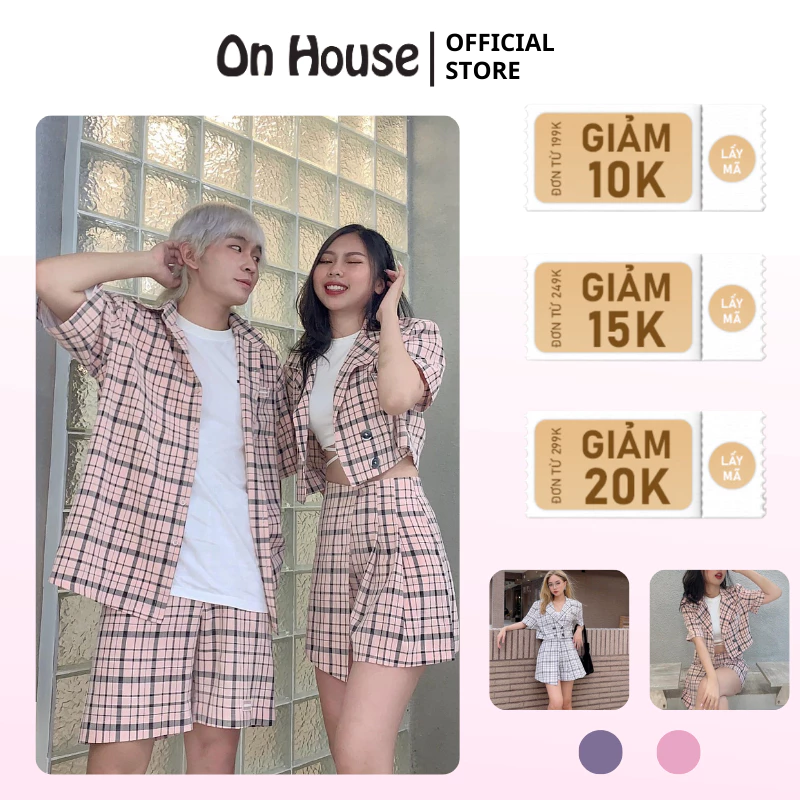 Set Caro - Áo Somi form rộng và quần Caro lưng thun chất liệu kate dày dặn