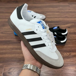 Giày adidas Samba OG White Nam Nữ, Giầy Sneaker Samba Đế Nâu Màu Trắng Sọc Đen Bản Da Xịn - Chuyên Hàng Xuất Store