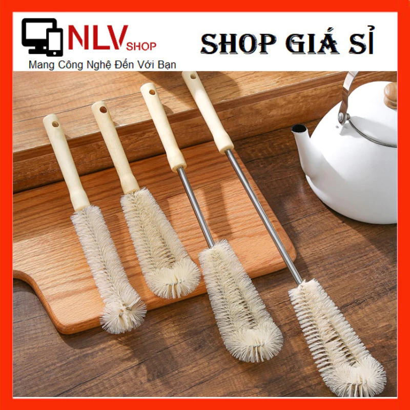 Cọ rữa bình nước, bình sữa,ly cốc, có cán cầm tay gỗ, nhiều kích thước.Cây rửa tiện dụng đa năng
