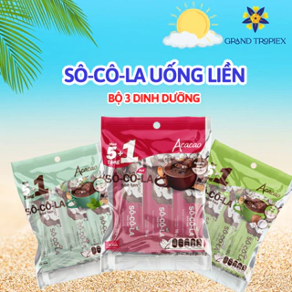 Bột Sô Cô La Hoà Tan Acacao 3 Vị Tiện Lợi, Thức Uống Bổ Sung Dinh Dưỡng - Túi 96g