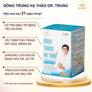 Dr.Trung - Nấm dược liệu đông trùng hạ thảo loại Tiêu chuẩn 12g. Sấy thăng hoa, đạt chuẩn OCOP 4 sao