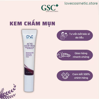 Kem mụn GSC Acne Clear Cream 15ml, kem chấm mụn, cream mụn, mụn viêm, mụn mủ, mụn nội tiết