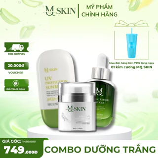 [ TẶNG LY MQ SKIN ] Combo Kem Face, Serum căng bóng và kem chống nắng MQ Skin dưỡng da sau tái tạo