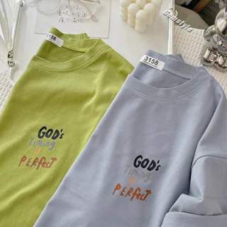 Áo thun 3158 chất cotton khô thoáng mát, form basic Hàn tay lỡ GOD'S siêu xinh freesize < 60kg