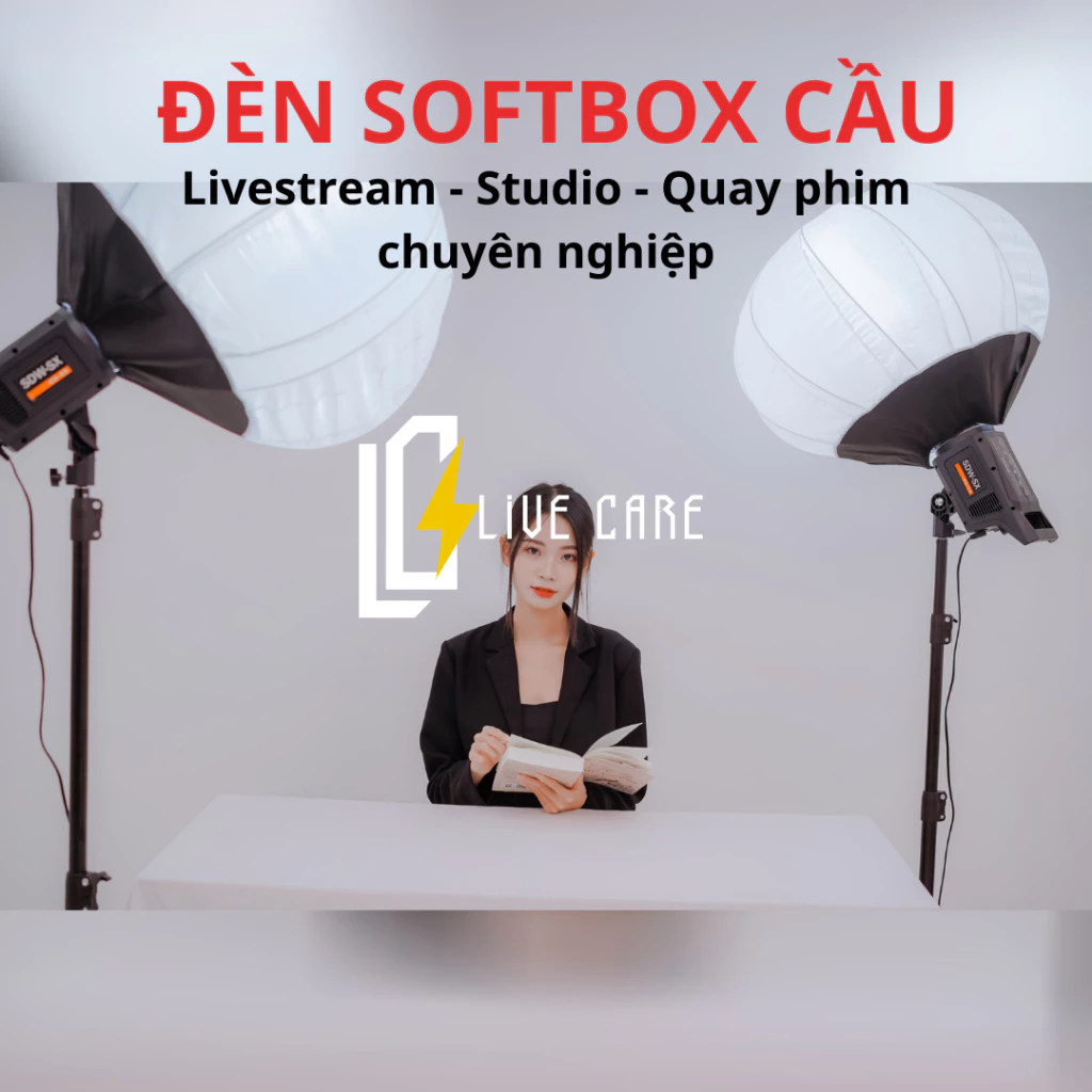 Đèn livestream hình cầu Bediro BD-400S hỗ trợ ánh sáng, đèn livestream chụp ảnh studio chuyên nghiệp Livecare