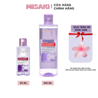 Nước Tẩy Trang Làm Sạch Và Cấp Ẩm L'OREAL Revitalift Hyaluronic Acid Hydrating Micellar Water 95ml/400ml - TÍM