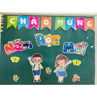 Sét trang trí bảng( Chào mừng năm học mới ,Họp phụ huynh) chất liệu ép plastic, sẵn nam châm dính bảng