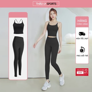 Đồ tập gym nữ [S17], bộ tập gym yoga nữ cao cấp với áo croptop hai dây và quần legging