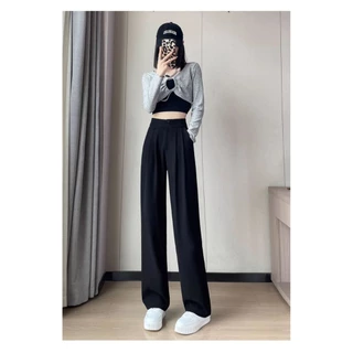 Quần ống rộng nữ culottes dáng dài cạp cao bản to chất dày dặn