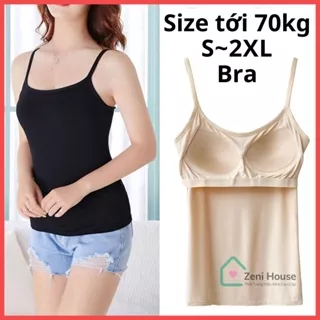 Áo 2 dây có mút ngực may liền chất thun cotton mát lạnh ZENI,áo bra dáng dài bảng màu basic tiện lợi