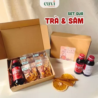 Hộp Quà Trà Đông Trùng Và Nước Hồng Sâm Hàn Quốc Tốt Sức Khỏe, Set Quà Vu Lan Tặng Bố Mẹ, Ông Bà