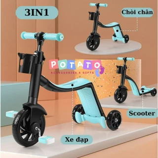 Xe Trượt Scoter+ Chòi Chân+ Xe Đạp 3in1 Cao Cấp Cho Bé từ 2- 10 Tuổi Phát Triển Tải Trọng 100kg