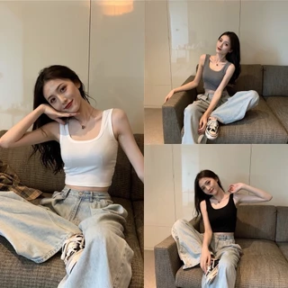 Áo Ba Lỗ Cotton Trơn Dáng Croptop Chất Mềm Mịn Siêu Hot AT7