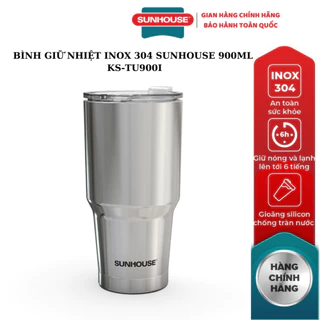 Cốc ,ly giữ nhiệt INOX 304 SUNHOUSE 900ML KS-TU900I, Hàng chính hãng