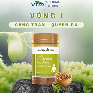 Viên uống tinh chất mầm đậu nành Healthy Care Super Lecithin 1200mg đẹp da, cân bằng nội tiết tố - Lọ 100v