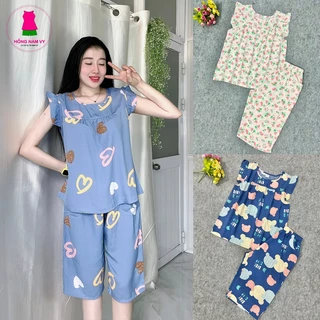 Bộ tole lanh nữ lửng cánh tiên Hồng Nam Vy 48-75kg loại đẹp, đồ bộ mặc nhà tole 2 da