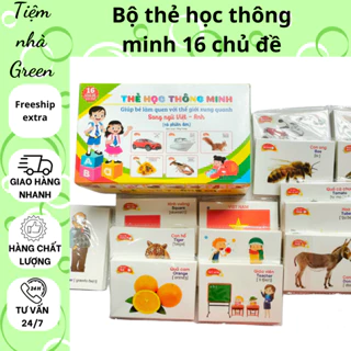 Bộ thẻ học thông minh 16 chủ đề dành cho các bé ,416 thẻ flascard song ngữ anh việt