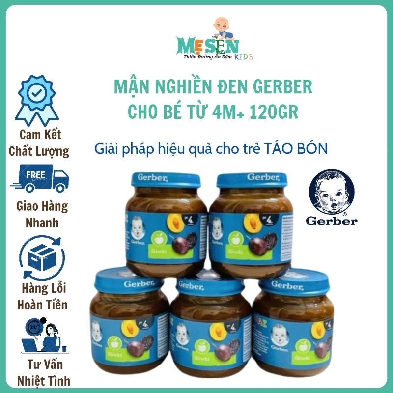 Mận đen nghiền Gerber 120gr chống táo bón cho bé từ 4M+