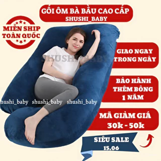 Gối Ôm Bầu Chữ U Cao Cấp Vải Nhung Cho Mẹ Bầu