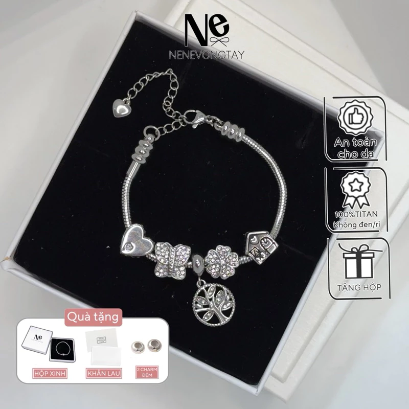 [TẶNG HỘP] Vòng Pan Hạnh Phúc Full titan - tkép không rỉ -phụ kiện trang sức - new in nene 2024