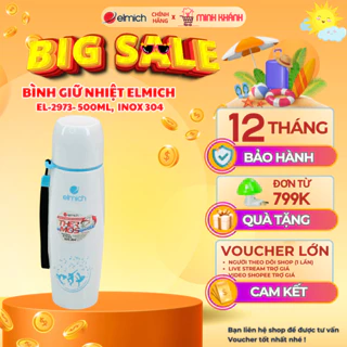 Bình giữ nhiệt Elmich 500ml EL-2973 - Inox 304, công nghệ giữ nhiệt chân không, thiết kế thể thao.