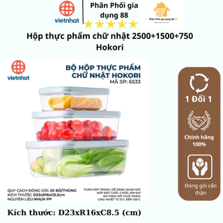 Hộp Lạnh Bộ 3 Hộp Nhựa Đựng Thực Phẩm HOKORI 6533 Cao Cấp, Chịu Nhiệt Độ Cao, Chống Rò Rỉ, Kháng Khuẩn