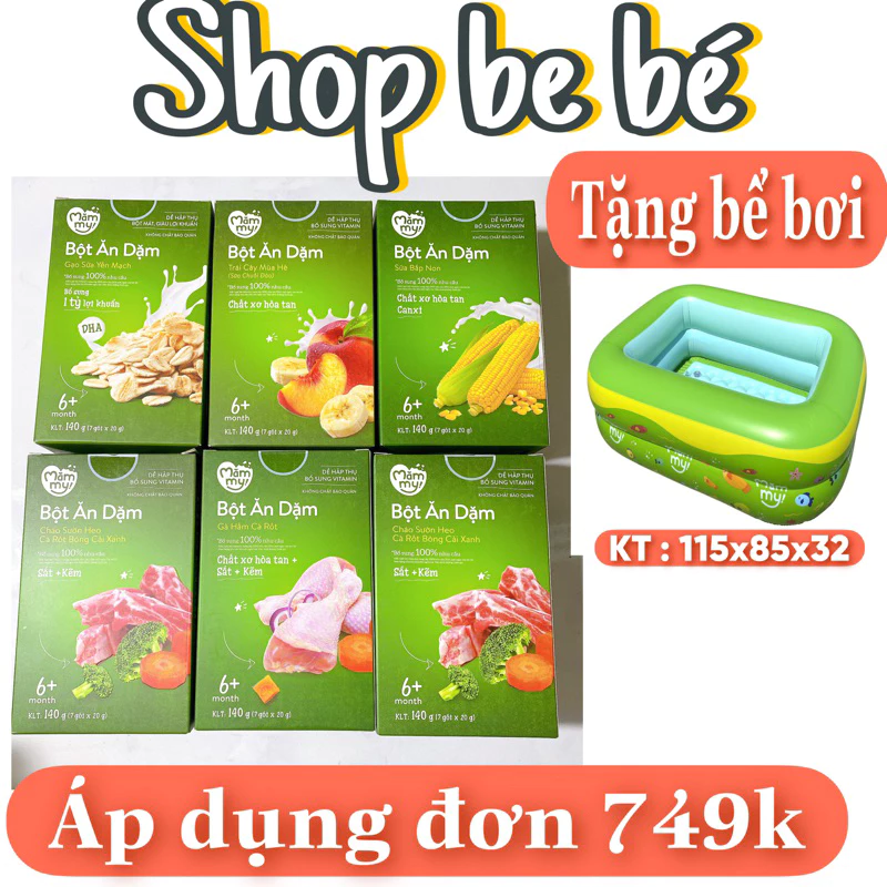 ( Tặng bể bơi ) Bột ăn dặm Mămmy cho bé từ 6 tháng, bột ăn dặm mát không táo bón, tăng cân cho bé. Bột ăn dặm ngọt mặn