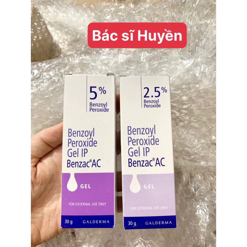 (SIZE TO 30gam MẪU MỚI)  Benzac AC 2.5% và 5% gel chấm mụn