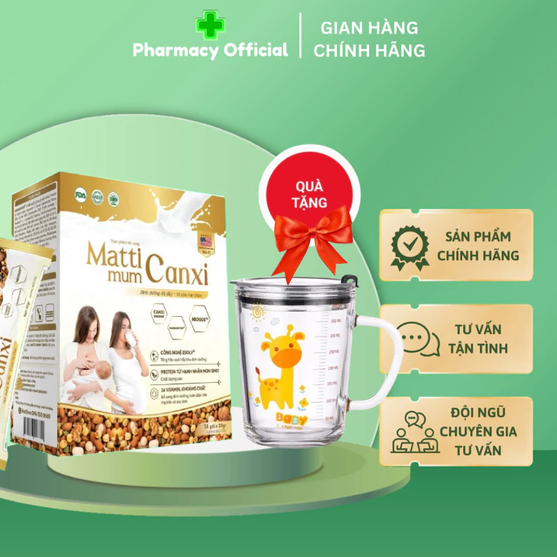 Sữa hạt bầu Mattimum Canxi hộp 300g 14 gói nhỏ - Bổ sung dinh dưỡng cho mẹ thai kì khỏe mạnh