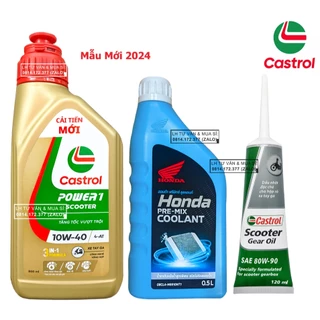 Combo Dầu nhớt tay ga Castrol Power-1 10w40 + Nhớt Lap Castrol 120ml + Nước mát Honda 500ml - Shopnhottot