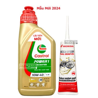 Combo Nhớt Tay Ga Castrol Power Scooter 10w40 800ml ( 0.8L )  + Nhớt Lap Honda