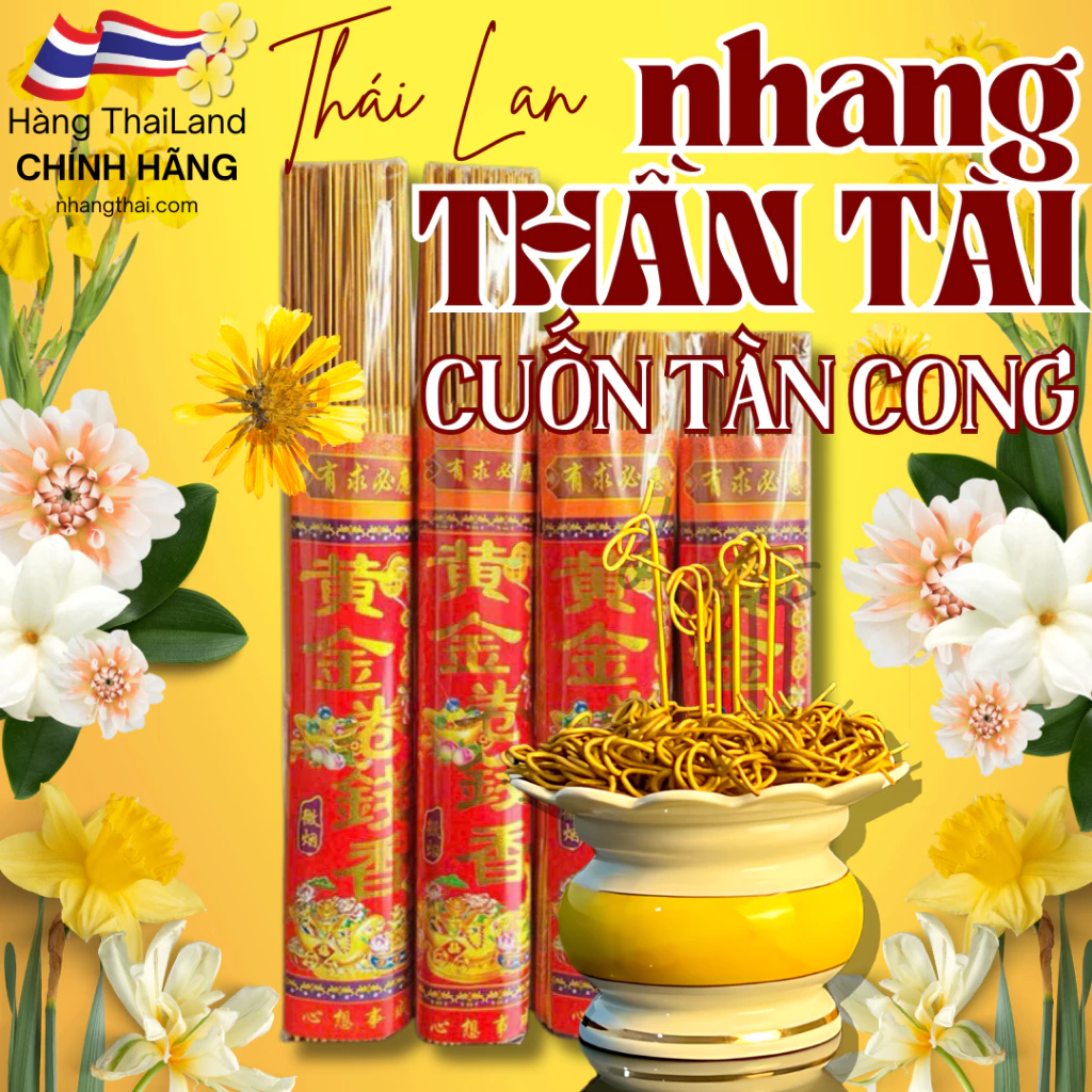 Nhang Thần Tài 0.5kg, nhang cuộn tàn thần tài, nhang vàng nhũ kim cuộn tàn 3 tấc, 4 tấc nha003