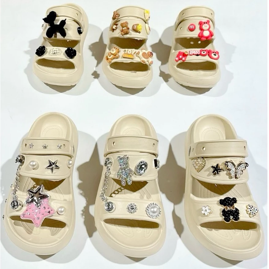 Dép quai hậu tặng kèm sticker gấu tim, Dép sandal nữ 2 quai siêu nhẹ - Tăng 1 sz (617)