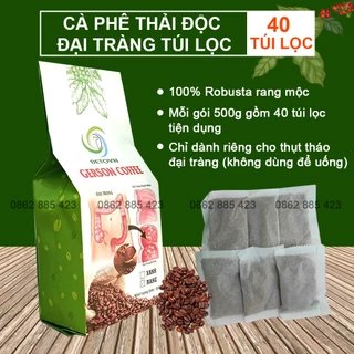 Cà phê thải độc đại tràng 100% cà phê Robusta rang mộc (Gói 500g gồm 40 túi lọc ) Coffee enema