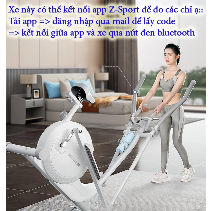 Xe đạp thể dục kháng từ toàn thân trong nhà YEJ—QM2201 trắng , Máy tập thể dục toàn thân kết nối qua áp BÀO HÀNH 5 NĂM