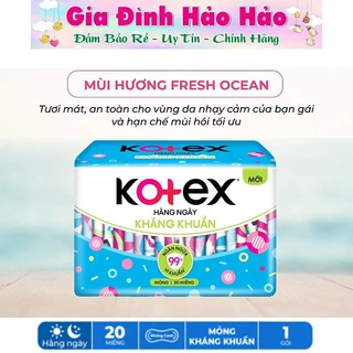 [20+4 Miếng] Băng vệ sinh BVS Kotex Hằng ngày Kháng khuẩn Hương tự nhiên - Gói 20+4 miếng