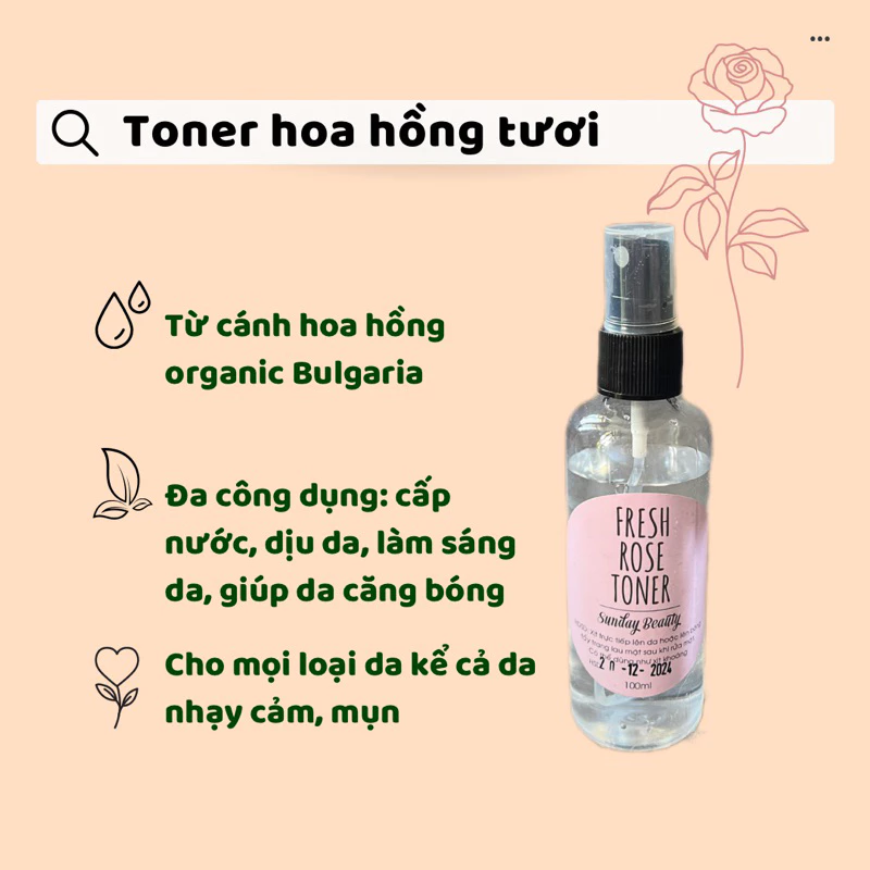 Toner hoa hồng tươi handmade